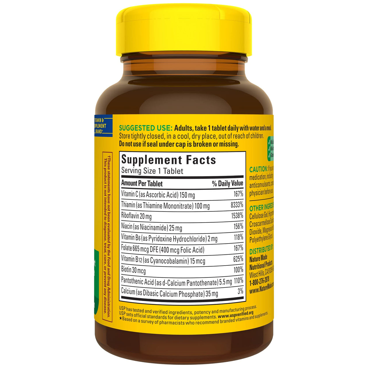 Nature Made Super B Complex with Vitamin C and Folic Acid, Dietary Supplement for Immune Support, 140 Tablets, 140 Day Supply