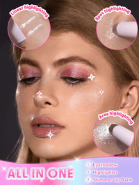 Thumbnail for SHEGLAM Crystal Jelly Glaze Stick Eye Shadow Stick Eyeliner Brightener Pencil Crayon with Brush Easy to Blend Long Lasting Shimmer Eyeshadow-Rosy Gem