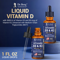 Thumbnail for Dr. Berg Maximum Strength Vitamin D3 K2 Liquid Drops with MCT Oil – 5,000 IU Liquid Vitamin D3 with K2 – Supports Strong Bones, Heart, Energy, Immunity, and Overall Vitality* - Unflavored 1 Fl Oz