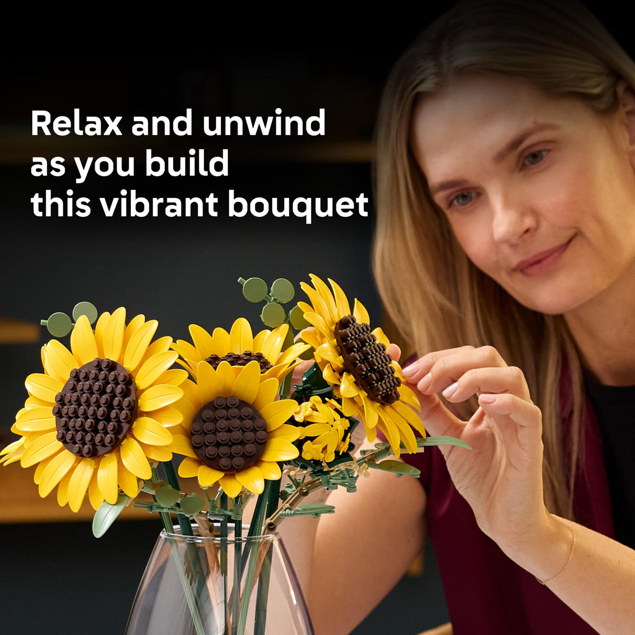 LEGO Botanicals Sunflower Bouquet Building Set for Adults, Ages 18+ - Gift for Birthdays - Artificial Flowers for Home Office, Bedroom or Desk Decor - 11502