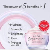 Thumbnail for Olay Super Cream with Sunscreen SPF 30, Lightweight Face Moisturizer with Sun Protection, 5-in-1 Skin Care Benefits - Hydrating, Brightening, Firming - Niacinamide, Vitamin C, Collagen Peptide, 1.7 oz