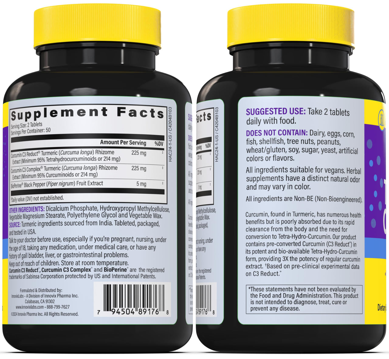 Magnesium & Curcumin Bundle: InnovixLabs Advanced Magnesium (150 Time-Release Capsules) InnovixLabs Turmeric Curcumin (100 Time-Release Tablets). Promotes Relaxation, Bones, Muscle and Immune Health.*