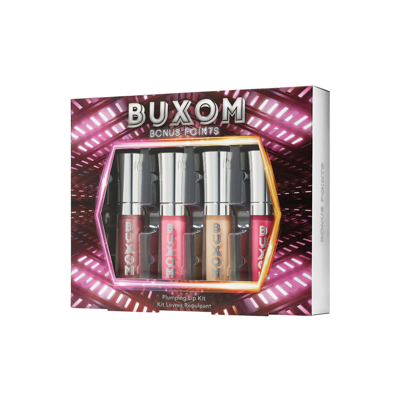 BUXOM Full-On Plumping Lip Polish, Tinted Lip Plumper Gloss with Peptides & Vitamin E, High-Shine Lip Gloss that Nourishes, Vegan, CJ 4 Piece Set (Sugar, Kristen, Charlie, Jessica)