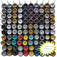 Thumbnail for 1:64 Scale Rubber Tire and Axle Set – 10-Pack Custom Wheels with Easy-Install Axles for Hot Wheels & Matchbox Cars – Mixed Styles, No Drilling Needed