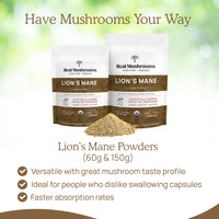 Thumbnail for Real Mushrooms Lions Mane Powder - Organic Mushroom Extract for Cognitive Function Immune Support Brain Supplements Memory and Focus Vegan Supplement, 150 Servings