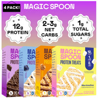 Thumbnail for Magic Spoon Treats - 16 High Protein Bars: 4 Blueberry Muffin, 4 Double Chocolate, 4 Marshmallow, 4 Chocolate Peanut Butter - High Protein Gluten Free Snack - Sugar & Gluten Free Protein Cereal Bar