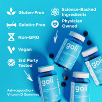 Thumbnail for Goli Ashwagandha & Vitamin D Gummy 120 Count - Relax. Restore. Unwind. (Mixed Berry, KSM-66, Vegan, Plant Based, Non-GMO, Gluten-Free & Gelatin Free), Pack of 2