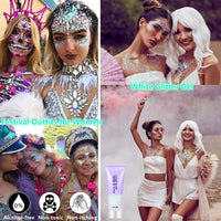 Thumbnail for Go Ho Clear White Face Body Glitter - Party Flash Festival Rave Outfits for Women&Kids,Holographic Glitter White Face Paint,Halloween Mermaid Fairy Makeup Chunky Sequins Gel,Rave Pride Accessories