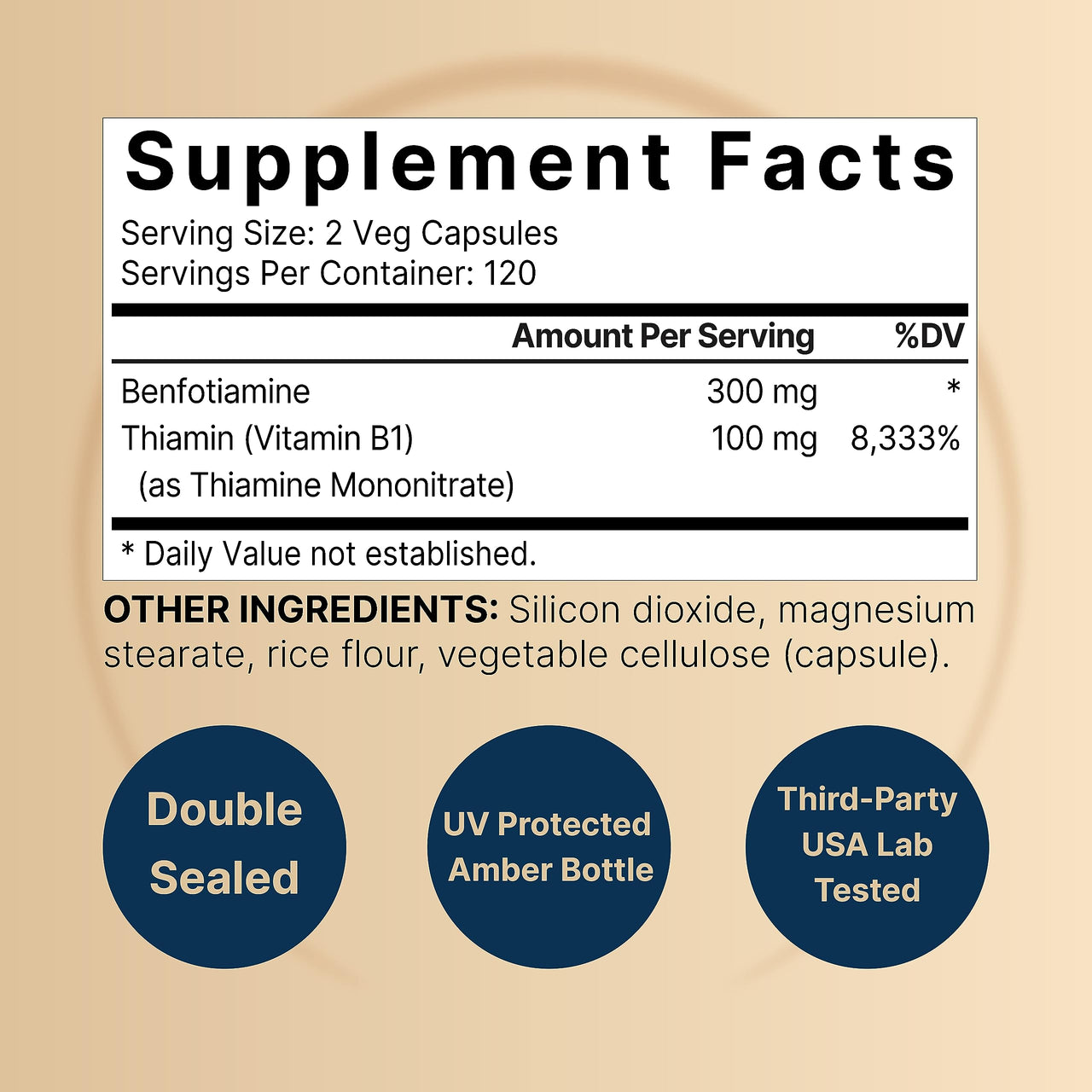 NatureBell Benfotiamine with Thiamine - 240 Vegetarian Capsules - 300mg Benfotiamine & 100mg Thiamine - for Heart Health, Energy Production & Nervous System Support* - Vitamin B1 Complex