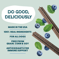 Thumbnail for Shameless Pets Blueberry & Mint Dental Chews for Dogs, 8 Chews - Natural Dog Teeth Cleaning Treats with Fresh Breath Benefits | Grain-Free Dental Sticks for Small, Medium & Large Dogs