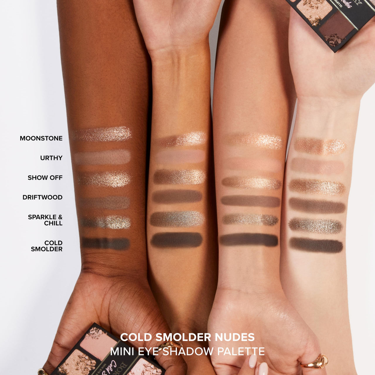Too Faced Born This Way Natural Nudes Mini Eye Shadow Palette Makeup | Creamy, High Pigment Matte + Shimmer Shades, 0.2 Ounce, Cold Smolder Nudes