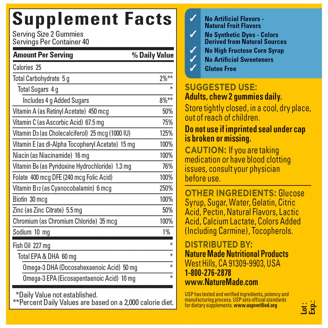 Nature Made Mens Multivitamin Gummies with Omega-3, Mens Gummy Multivitamins for Daily Nutritional Support, 80 Gummy Vitamins and Minerals, 40 Day Supply