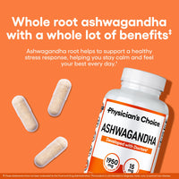 Thumbnail for Physician's CHOICE Ashwagandha Supplement - 1950mg of Bioavailable Organic Ashwagandha Root Powder - Black Pepper Extract, Stress Support, Mood Support Supplement, 90 Veggie Capsules