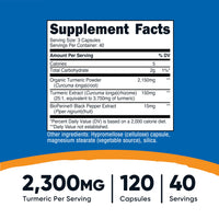 Thumbnail for Nutricost Turmeric Curcumin with BioPerine and 95% Curcuminoids, 2300mg, 120 Capsules, Veggie Capsules, 767mg Per Cap, 40 Servings, Gluten Free, Non-GMO