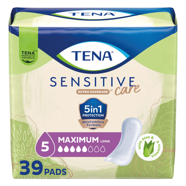 TENA Sensitive Care Maximum Absorbency Incontinence Pads for Women, Bladder Control Pad, Long Length, 39 Count (Packaging May Vary)