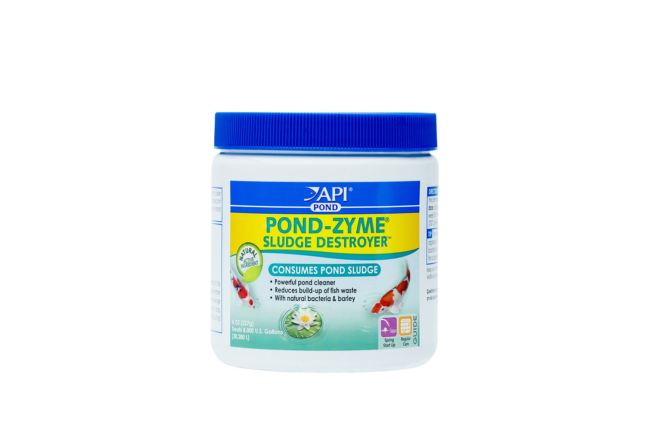 API POND-ZYME SLUDGE DESTROYER Pond Cleaner With Natural Pond Bacteria And Barley, 8oz container (146)