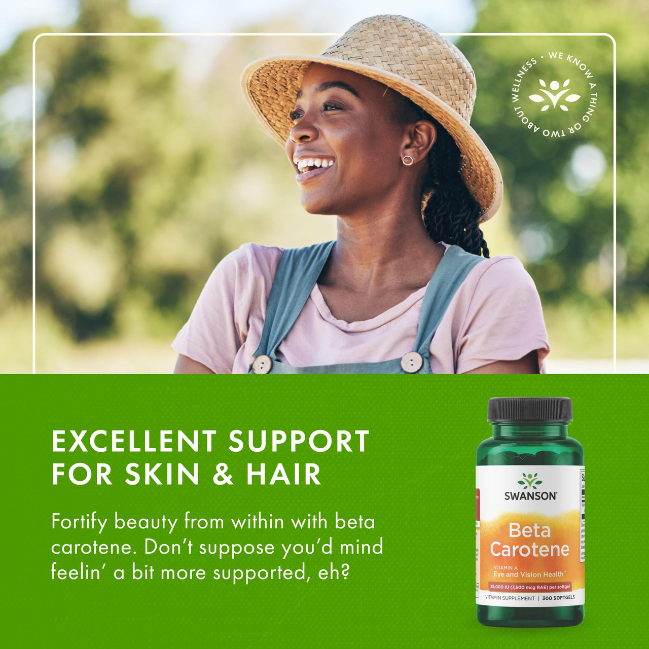 Swanson Beta-Carotene Vitamin A 25000 IU Softgels - Skin, Eye, and Immune System Health - Antioxidant Support - 7500 mcg (300 Softgels)