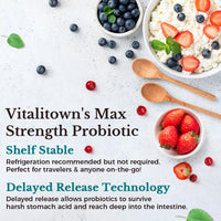 Thumbnail for VITALITOWN Probiotics 120 Billion CFUs | 36 Strains, with Prebiotics & Digestive Enzymes for Men Women | Shelf Stable | Digestive Health & Immune Support | Vegan, Non-GMO | 30 Delayed Release Veg Caps