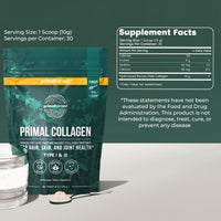 Thumbnail for Primal Harvest Collagen Powder for Women or Men Primal Collagen Peptides Powder Type I & III, 10 Oz Collagen Protein Powder for Hair, Skin, Nails (Single, Original)