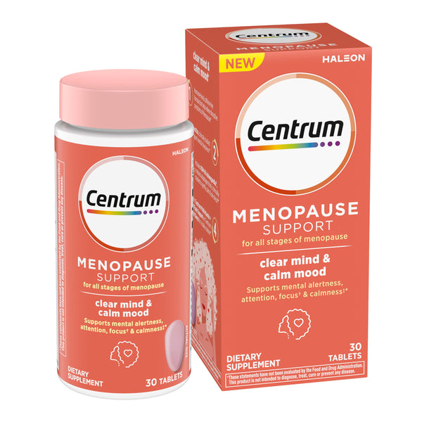 Centrum Clear Mind and Calm Mood Menopause Support Tablets, with Clinically Studied enXtra, 30 Count
