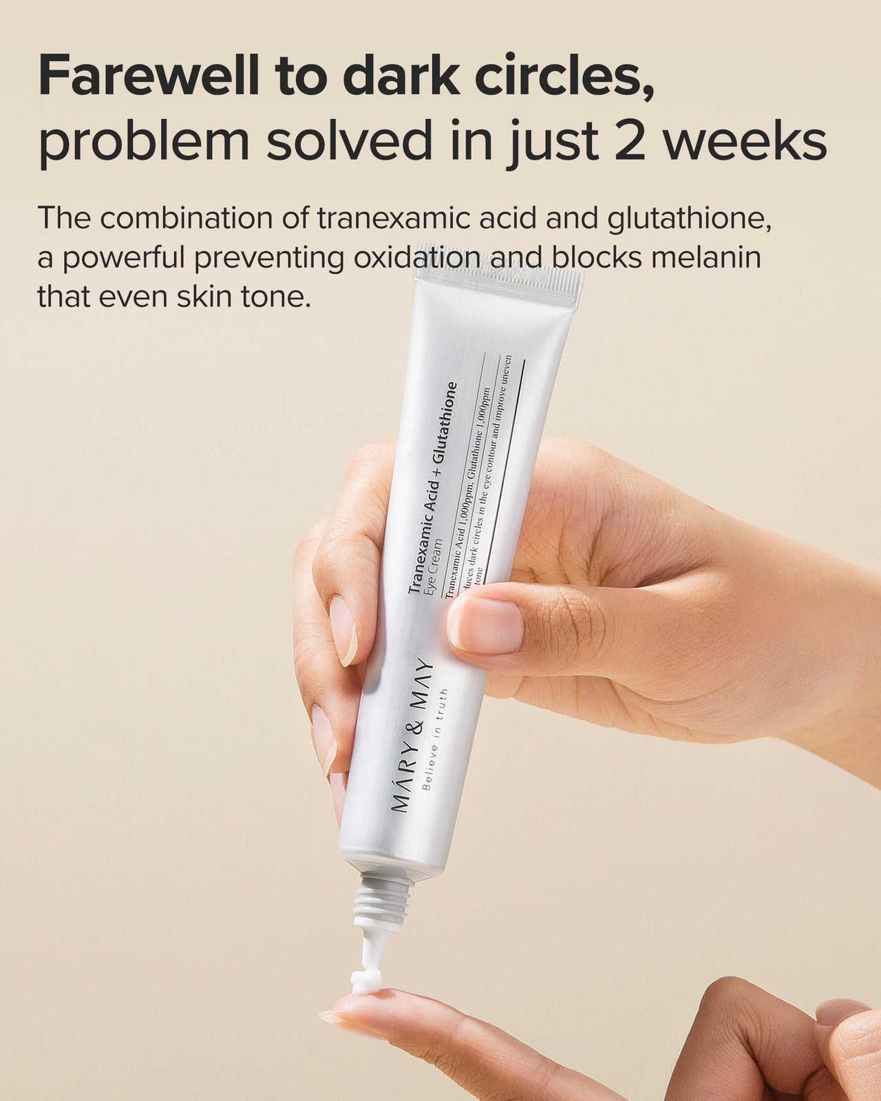 Mary&May Glutathione Eye Cream Special Set - Powerful Antioxidant, Reduces Dark Circles in the Eye, Improve Uneven Skin Tone with Vitamin C, 1.01 oz.+ Mini 0.4oz 2 Pack