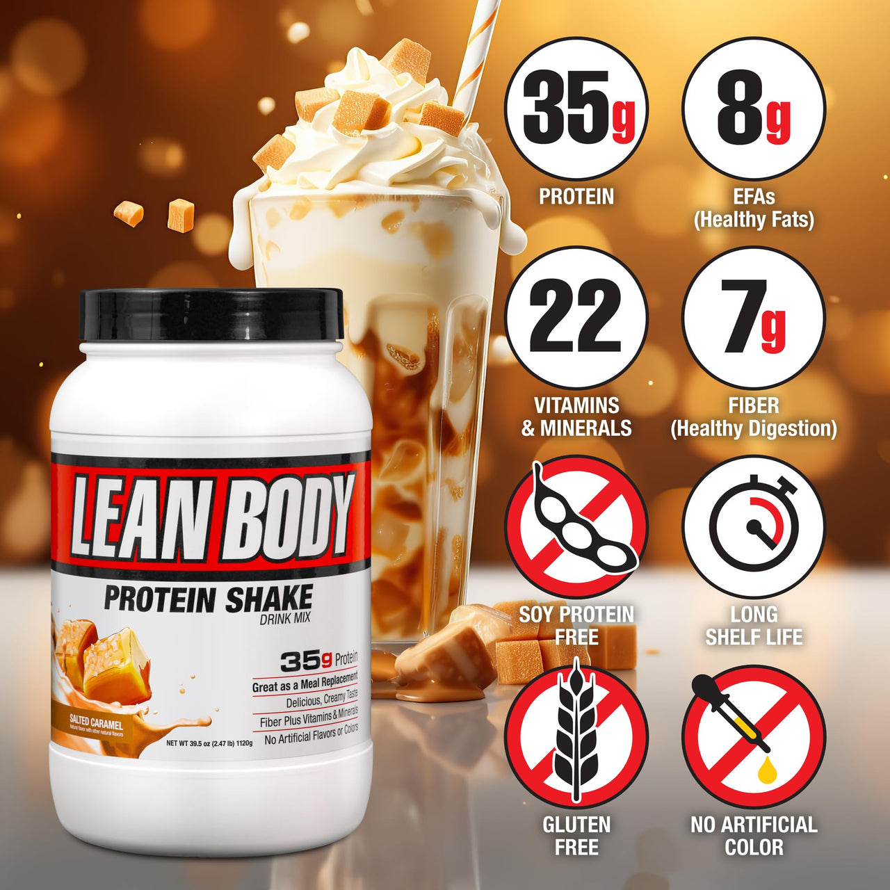 Labrada Nutrition - Lean Body 16 Serving MRP 2.47lb Bag, Salted Caramel (Salted Caramel) Packaging May Vary