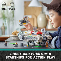 Thumbnail for LEGO Star Wars Ahsoka Ghost and Phantom II Spaceship Toy - Star Wars Building Toys Set for Kids, Boys & Girls, Ages 10+ - Gifts for Birthdays - 5 Minifigures - 75357