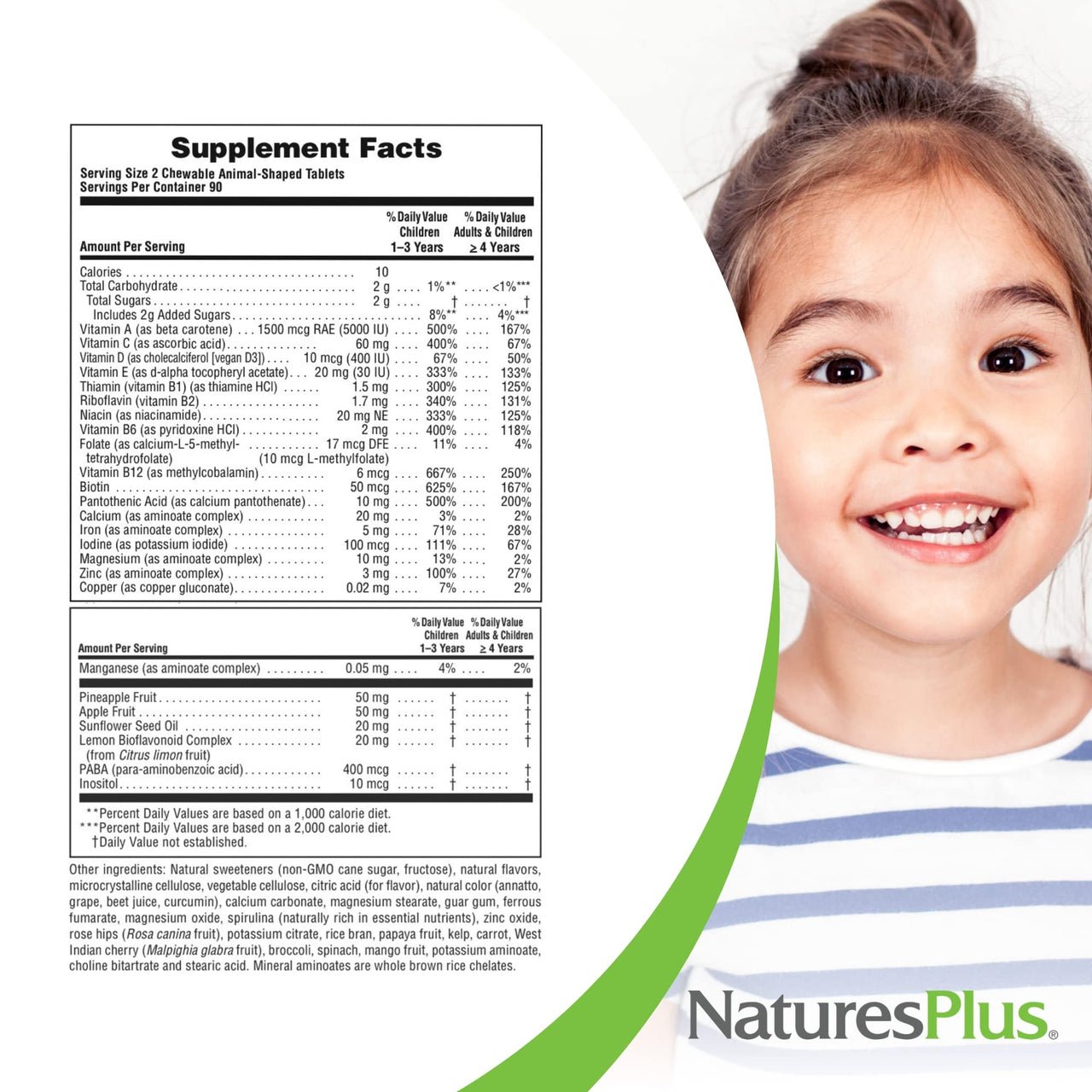 NaturesPlus Animal Parade Children's Chewable Multivitamin - 180 Animal-Shaped Tablets - Natural Assorted Flavors - Vegetarian, Gluten Free - 90 Servings