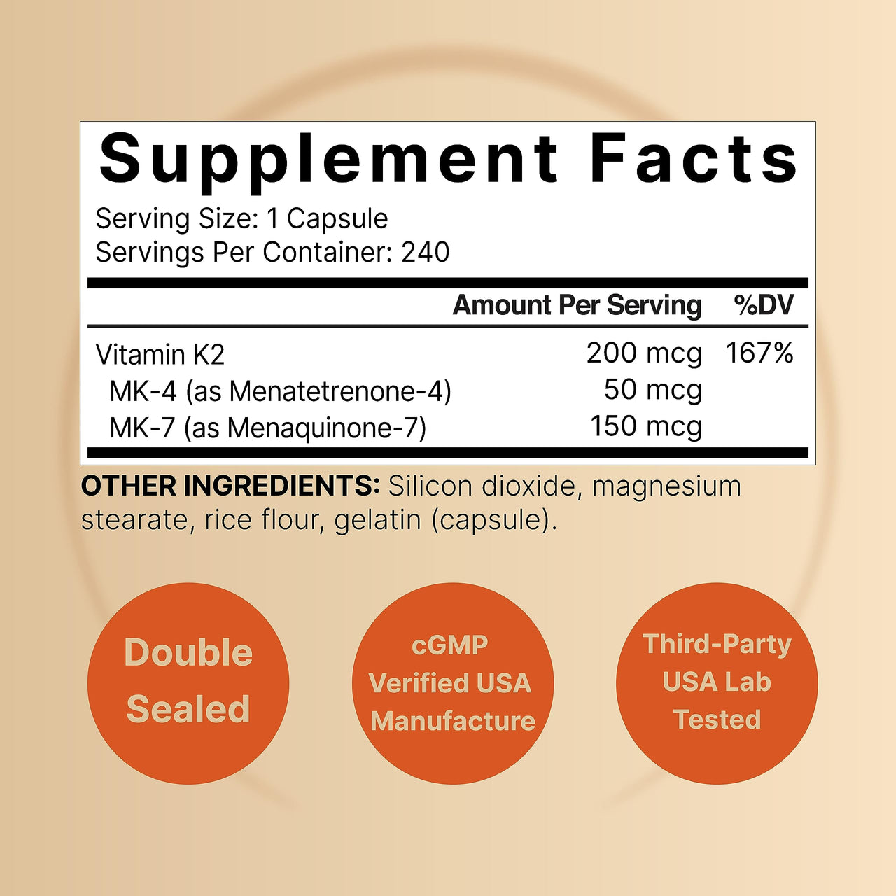 NatureBell Vitamin K2-240 Capsules - 200mcg Double Strength MK-7 & MK-4 Complex - Heart, Bone & Immune Health Support* - Complete K Vitamins Formula