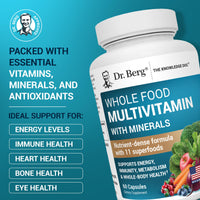 Thumbnail for Dr. Berg Whole Food Multivitamin with Minerals - Daily Multivitamin for Men and Women - Includes Premium Whole Food Fruits and Vegetable Blend with Folate, Alpha-lipoic Acid and More - 60 Capsules