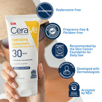 Thumbnail for CeraVe 100% Mineral Sunscreen SPF 30 with Zinc Oxide & Titanium Dioxide, Hyaluronic Acid & Ceramides, Oil Free, Non-Greasy, Hydrating Mineral Sunscreen For Body, 5 oz