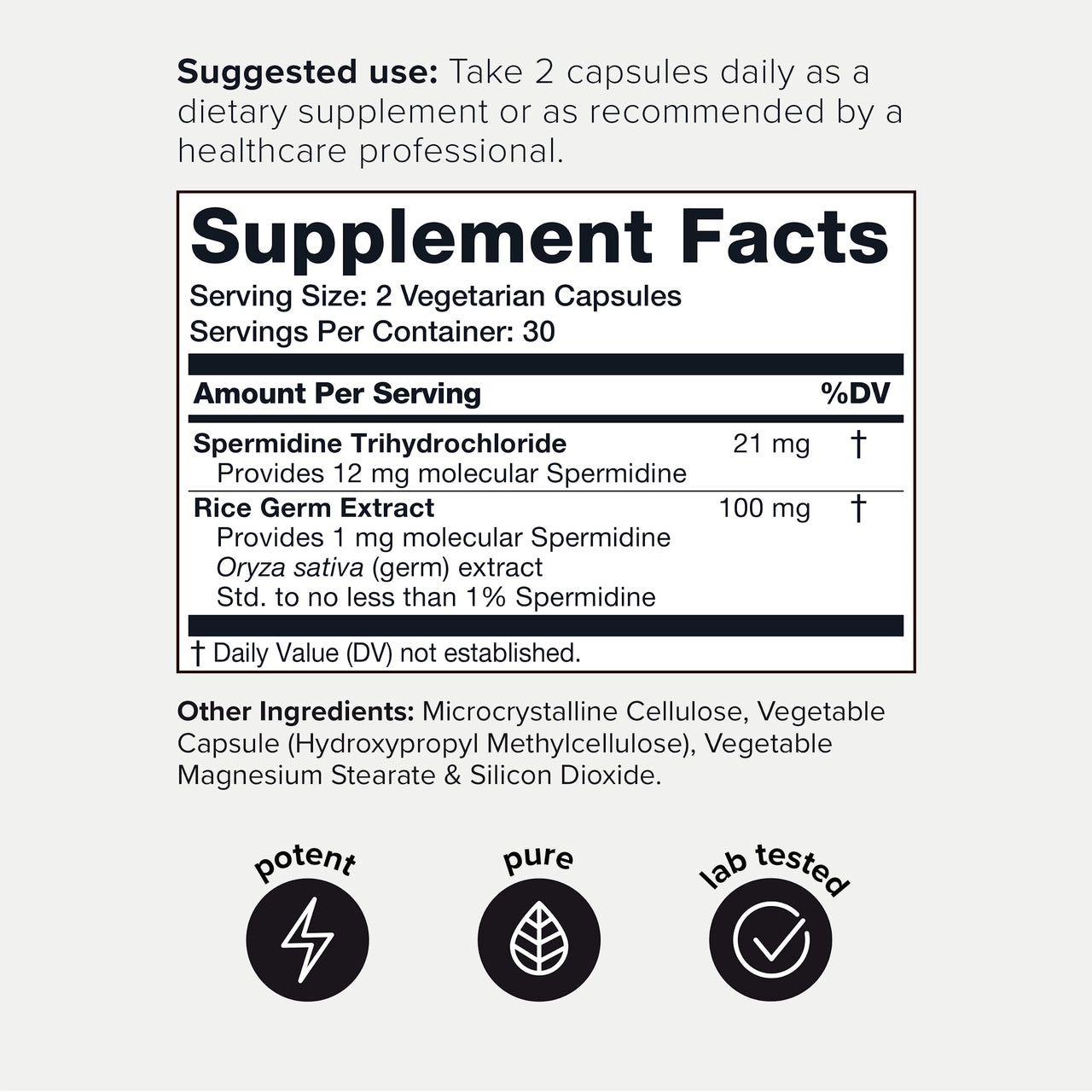 Toniiq 22mg Ultra Concentrated Spermidine Supplement -Spermidine Supplements for Men and Women - Rice Germ Extract and Trihydrochloride Complex Blend - 60 Vegetarian Capsules - 30 Servings