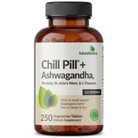 Thumbnail for Futurebiotics Chill Pill + Ashwagandha, Rhodiola, St. John’s Wort, & L-Theanine - Non-GMO, 250 Vegetarian Tablets