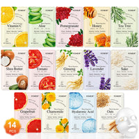 Thumbnail for KONEUK 14 Pack Sheet Face Masks Skincare, Hydrating Face Masks Suitable for Dry Skin, Bulk Facial Mask Set for Women Skin Care, Face Mask Gifts Set for Face Spa