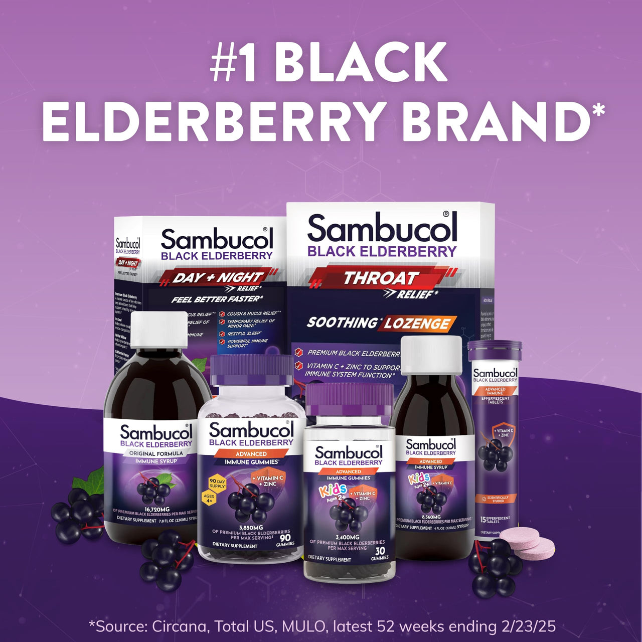 Sambucol Black Elderberry Syrup for Kids - Elderberry Liquid with Vitamin C for Kids No Artificial Flavors, High Antioxidants, Daily Wellness Support, Berry Flavored - 4 Fl Oz