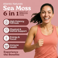 Thumbnail for Atlantic Naturals Sea Moss Gummies with Lions Mane Mushroom | Sea Moss Gel Alternative with Irish Sea Moss Reishi, Cordyceps Chaga & Turkey Tail Supplement | Helps Immunity Energy & Focus | 60 Gummies