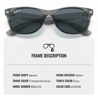 Thumbnail for Ray-Ban RB2132 NEW WAYFARER Classic Polarized Square Shape Sunglasses With Eyewear Kit Bundle - High Bridge Fit - Casual Wear Square Sunglasses