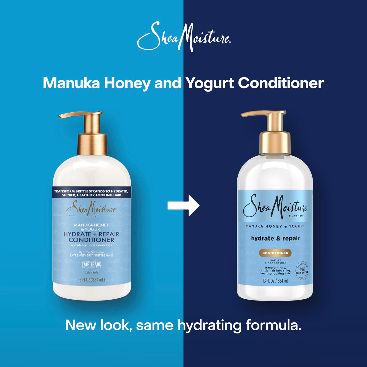 SheaMoisture Hydrate & Repair Condtioner Manuka Honey and Yogurt Conditioner for Damaged Hair Shea Butter Conditioner 13 oz