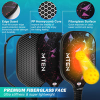 Thumbnail for MTEN Pickleball Paddles, USAPA Approved Pickleball Paddles Set of 2, Fiberglass Surface Pickleball Set, 2Pickleball Rackets, 4 Pickleball Balls, 2Grip Tapes & Carry Bag for Men Women