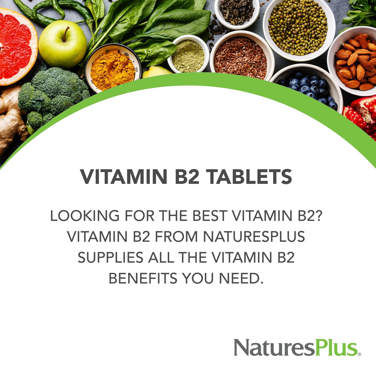 NaturesPlus Vitamin B2 100 mg - 90 Tablets - Supports Energy, Immune Health & Vibrant Hair, Skin, and Nails - Antioxidant Protection - Vegetarian, Gluten Free - 90 Servings