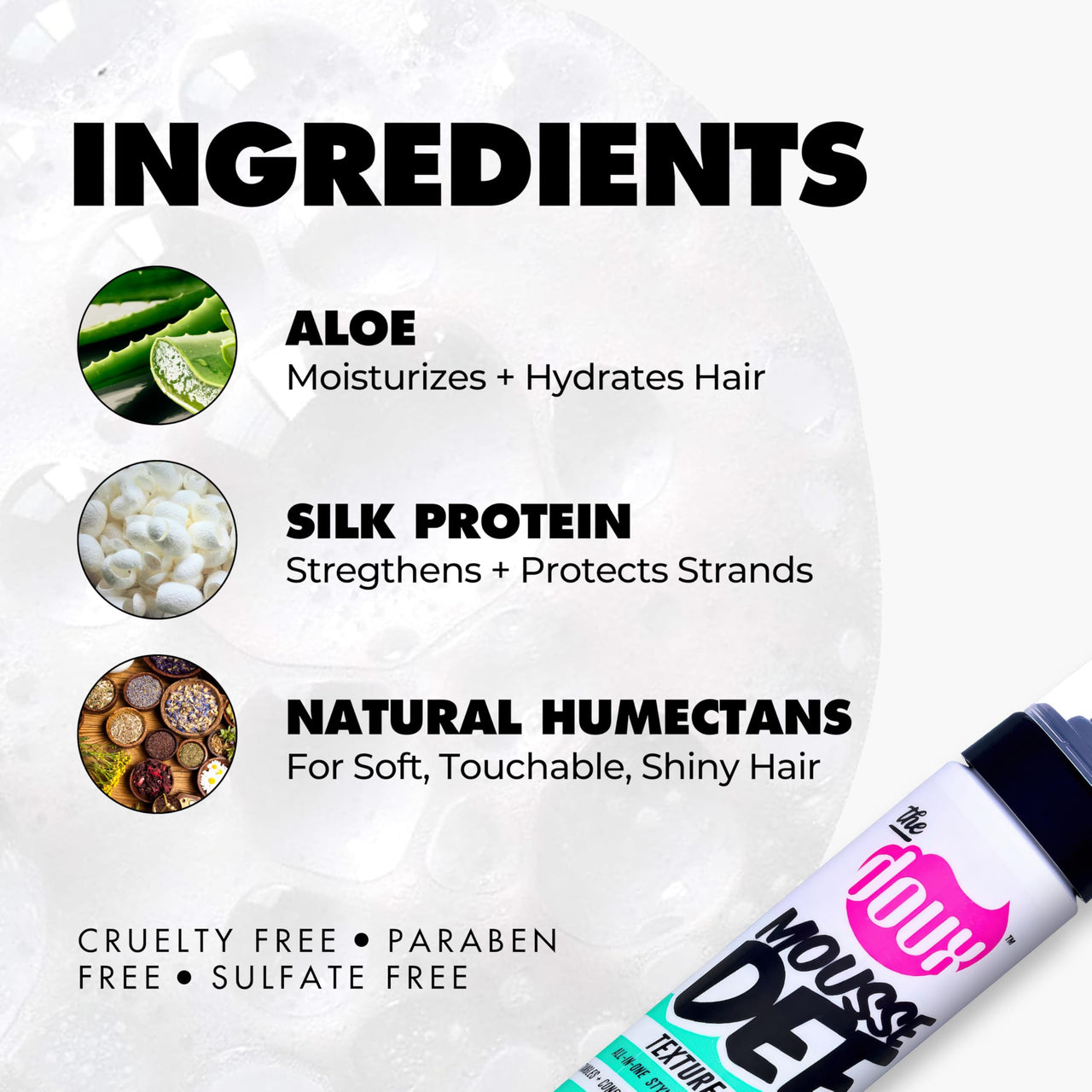 The Doux Multi-Use Mousse for Curly Hair – The Doux Mousse Def Texture Foam for Styling, Curl Definition, Volume & Shine – Curl Cream Alternative for Textured Hair & Natural Hair Styles
