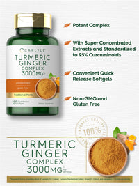 Thumbnail for Carlyle Turmeric and Ginger Supplement | 120 Softgel Capsules | Turmeric Curcumin Complex | with Black Pepper Extract | Non-GMO, Gluten Free