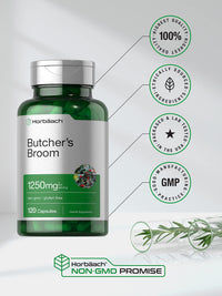 Thumbnail for Horbaach Butchers Broom Capsules | 120 Count | Non-GMO, Gluten Free | Traditional Herb Root Extract Supplement