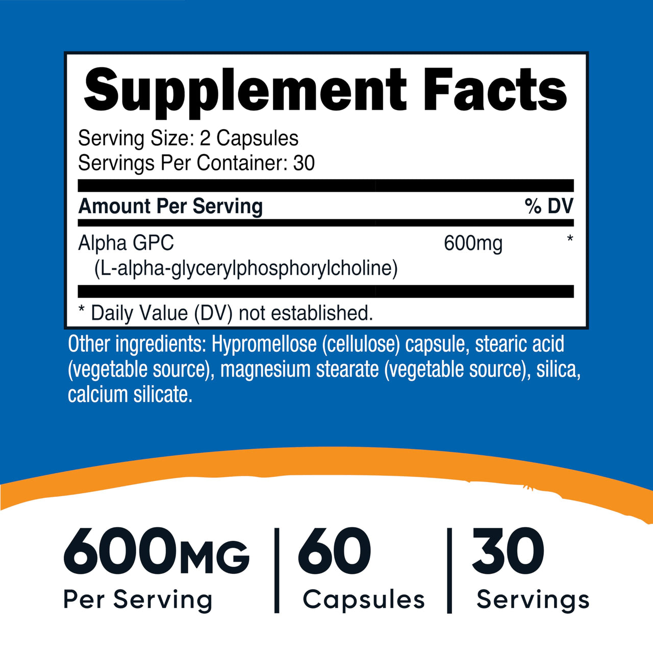 Nutricost Alpha GPC 600mg, 120 Vegetarian Capsules - Non-GMO and Gluten Free, 300mg Per Capsule