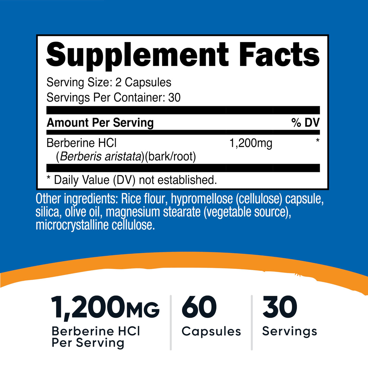 Nutricost Berberine HCl 1200mg , 60 Vegetarian Capsules - Gluten Free & Non-GMO