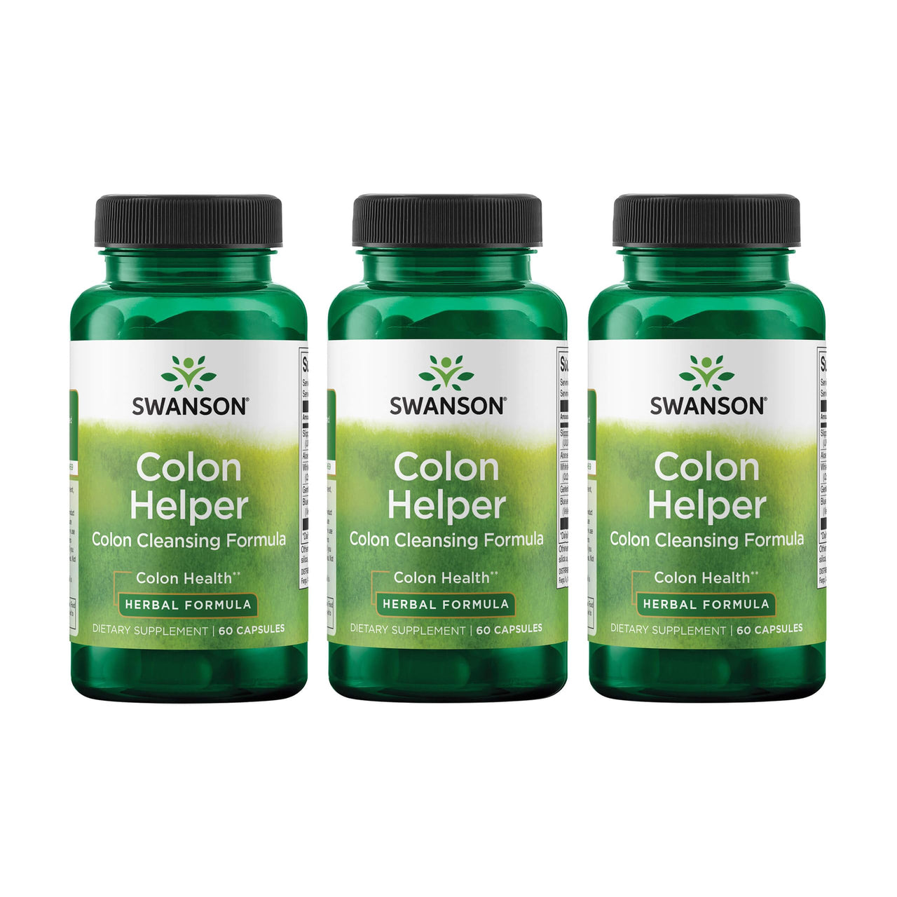 Swanson Colon Helper - Promotes Digestive Health Using Vervain, Goldenseal Root, Slippery Elm Bark & More - Herbal Supplement Aiding Healthy Eliminations - (60 Capsules) (3 Pack)