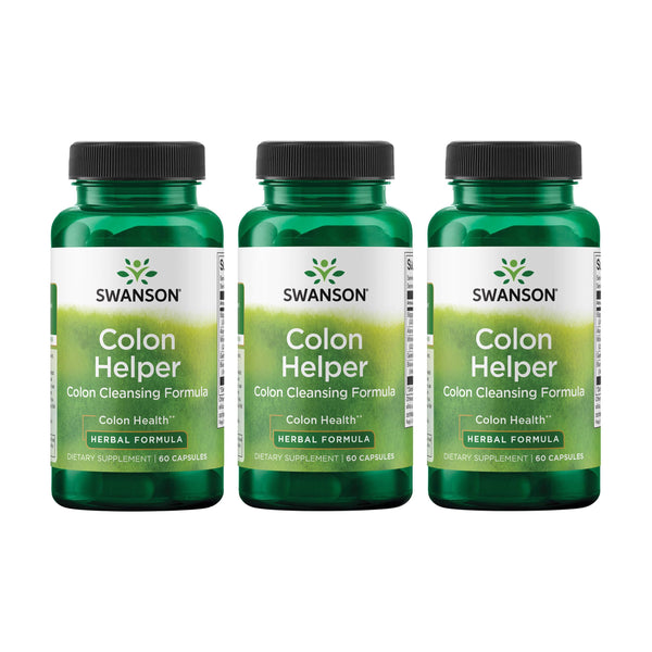 Swanson Colon Helper - Promotes Digestive Health Using Vervain, Goldenseal Root, Slippery Elm Bark & More - Herbal Supplement Aiding Healthy Eliminations - (60 Capsules) (3 Pack)