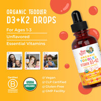Thumbnail for MaryRuth Organics Vitamin D3 | Vitamin K2 | Vitamin D3 K2 Drops | K2 D3 Vitamin Liquid Supplement for Toddlers | Kids Supplement for Calcium Absorption Strong Bones | Vegan | Gluten Free | 1 Fl Oz