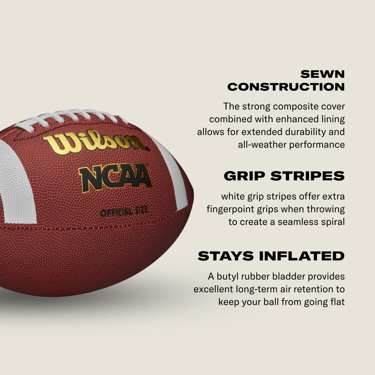 Wilson NCAA Composite Football - Official Size, Brown, 1