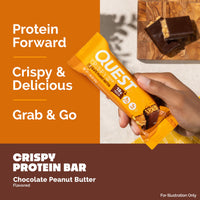 Thumbnail for Quest Nutrition Crispy Chocolate Peanut Butter Hero Protein Bar, 18g Protein, 1g Sugar, 3g Net Carb, Gluten Free Protein Snack, Keto Friendly, 12 Count